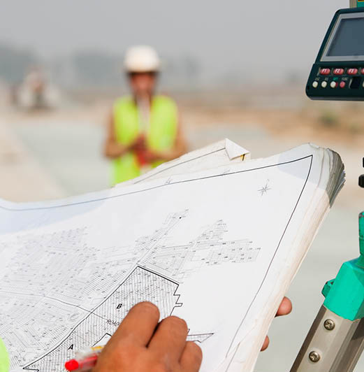 Engineer looking at a site plan