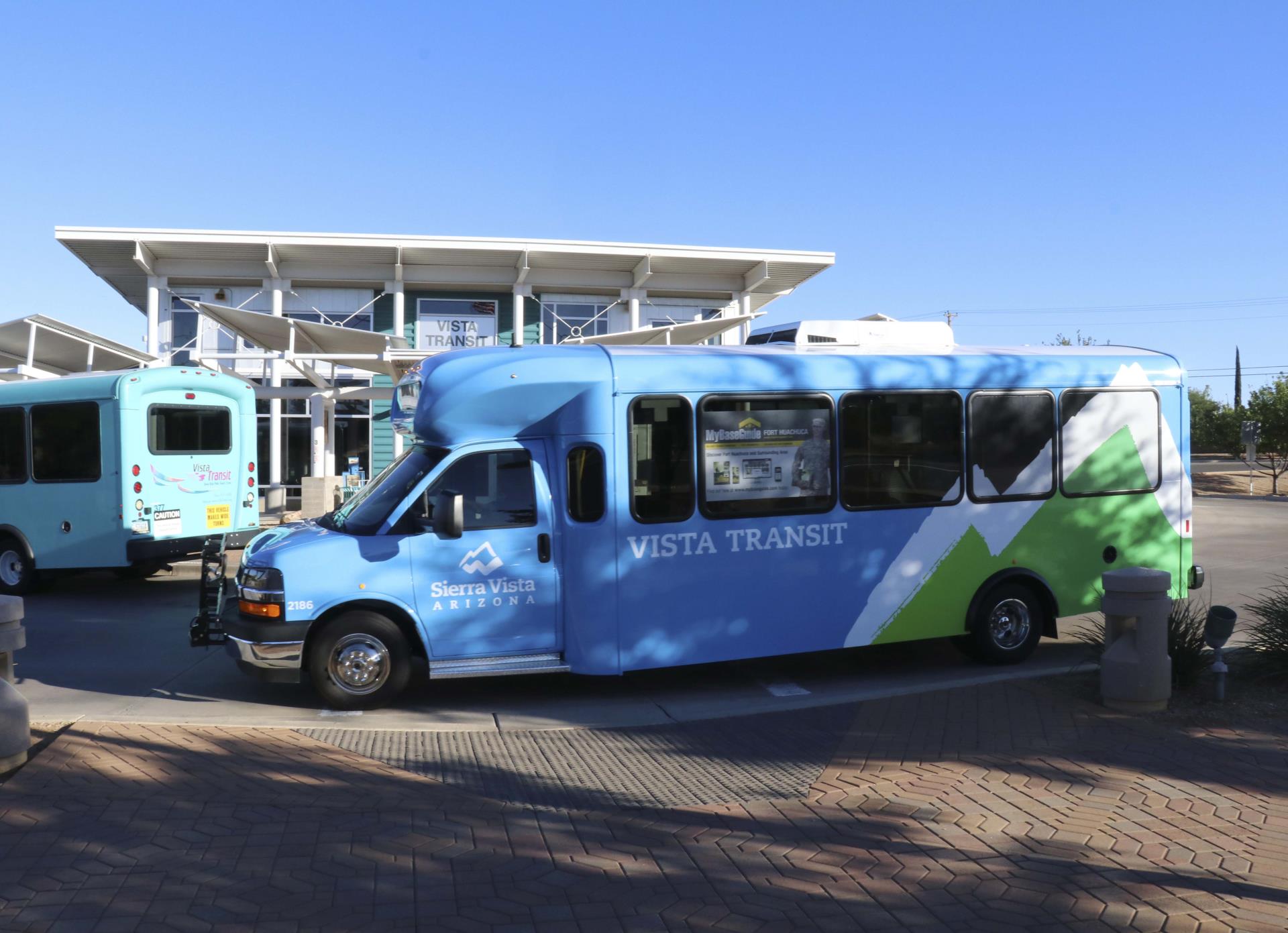 Vista transit buses at Transit Center