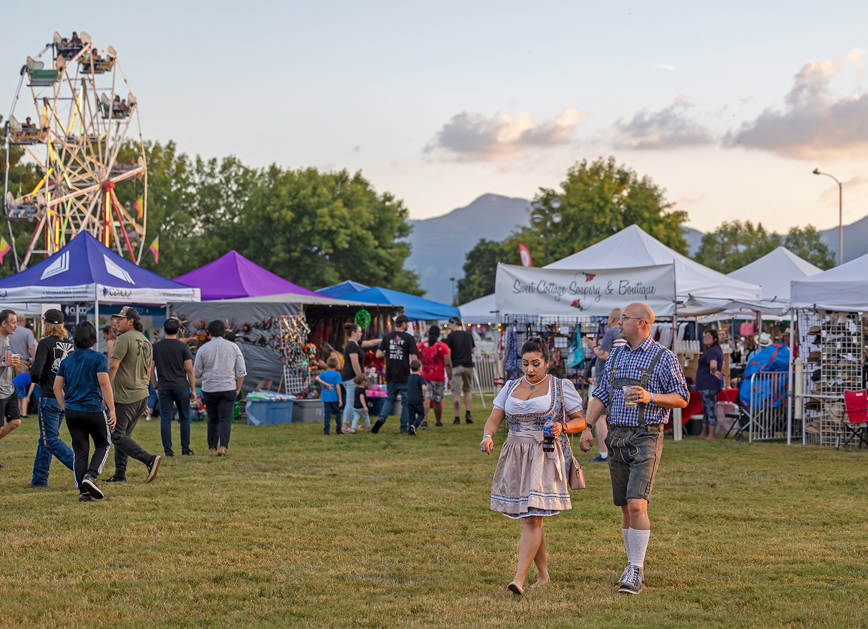 People in Veterans Memorial Park at Oktoberfest