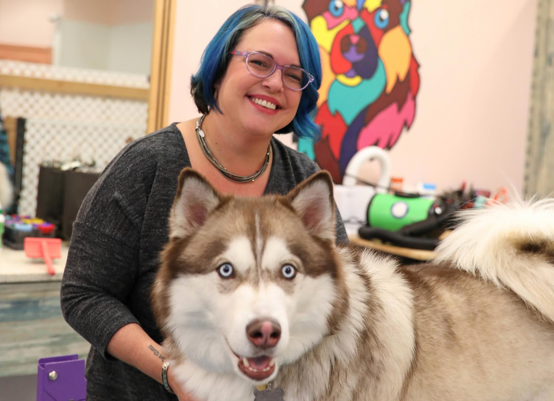 A lady with her dog