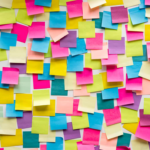 Colorful sticky notes on a wall