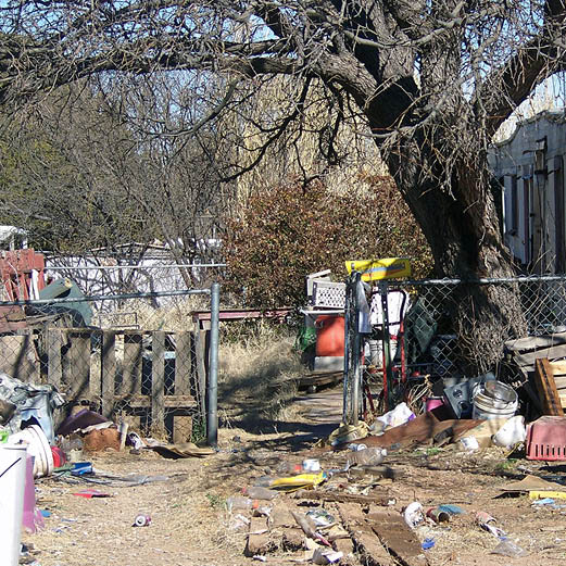 Yard full of trash