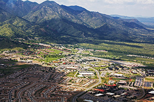 Aerial view of Sierra Vista and the moutains